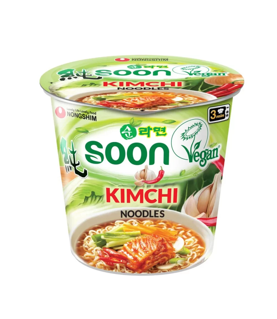 Nongshim Soon Kimchi Noodles green noodles Packaging