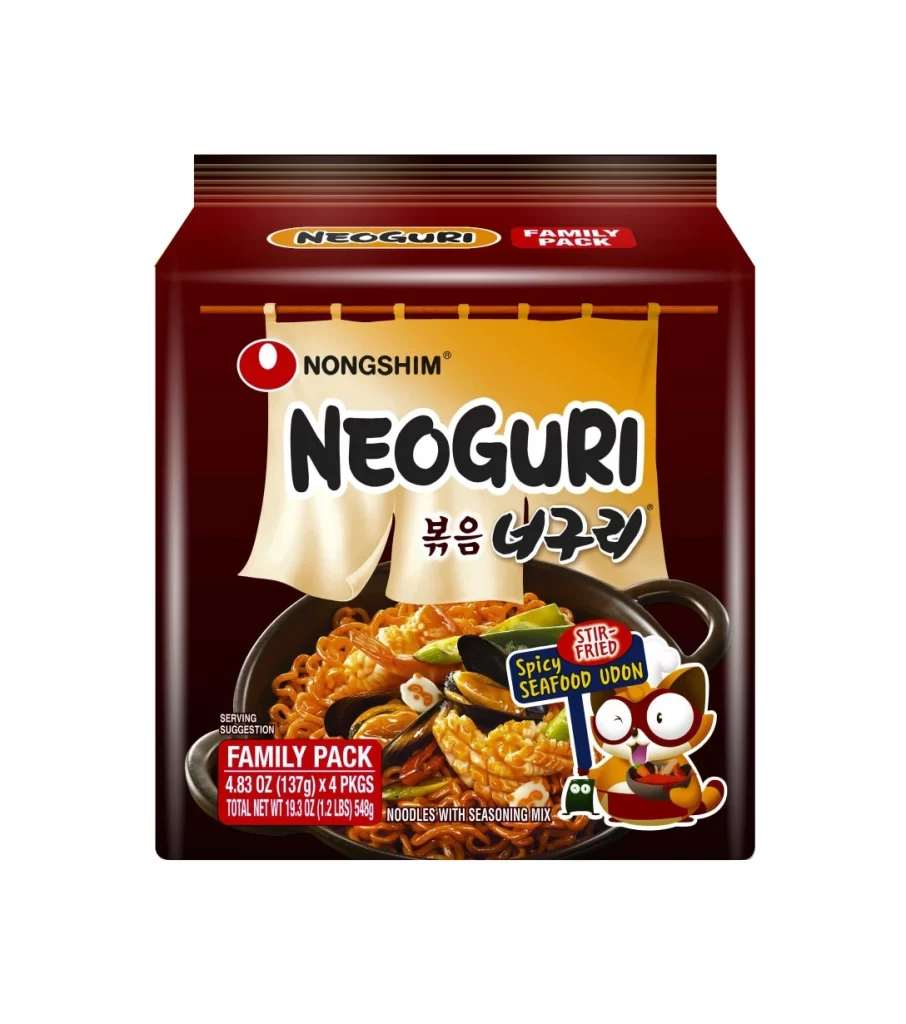 Nongshim Spicy Seafood Udon red noodles Packaging