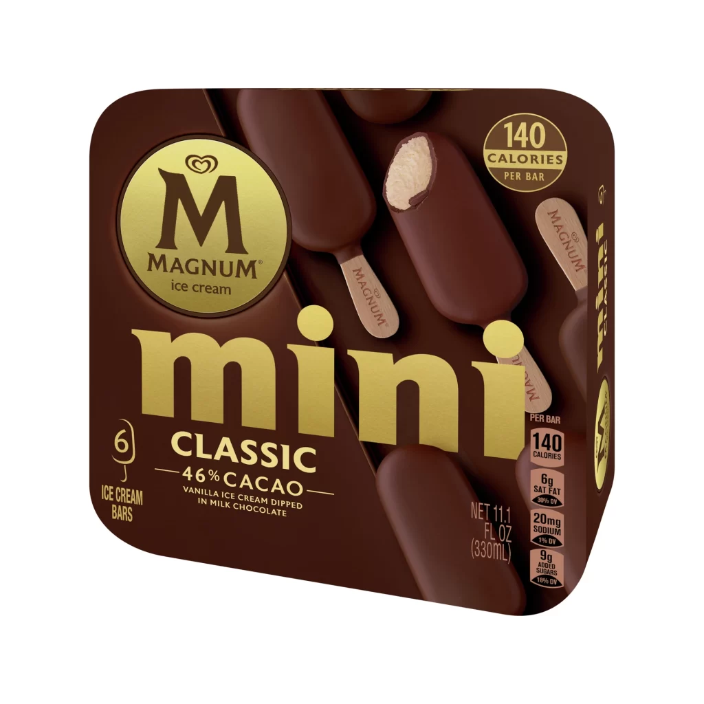 Magnum mini Classic 46% Cacao Ice Cream Packaging
