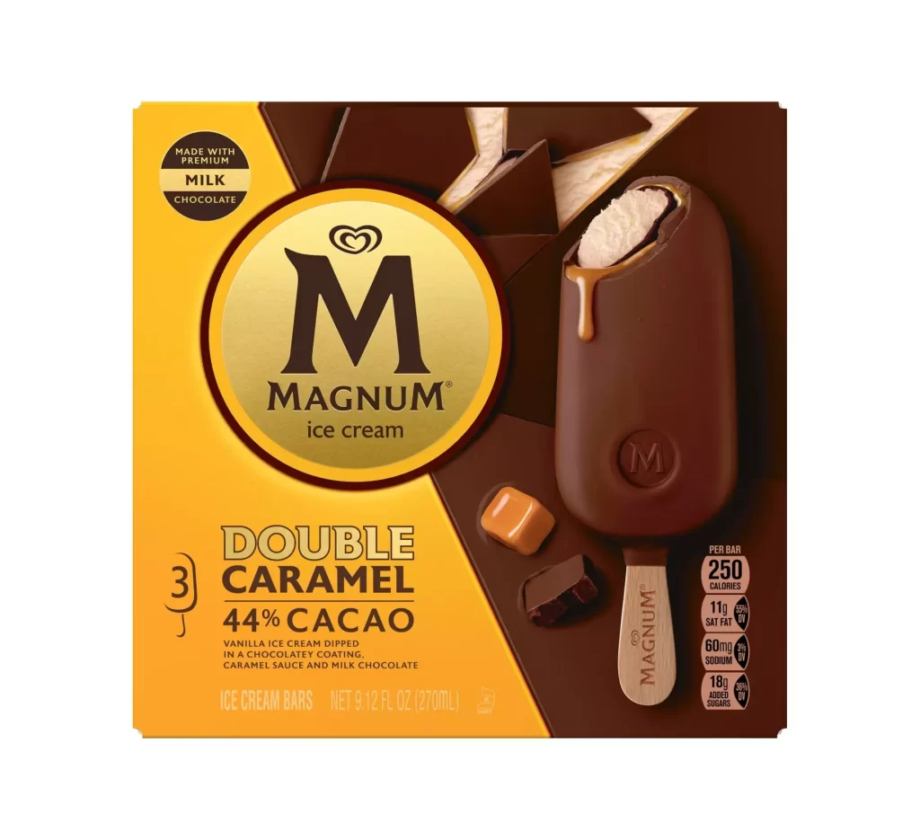 Magnum Double Caramel 44% Cacao Ice Cream Packaging
