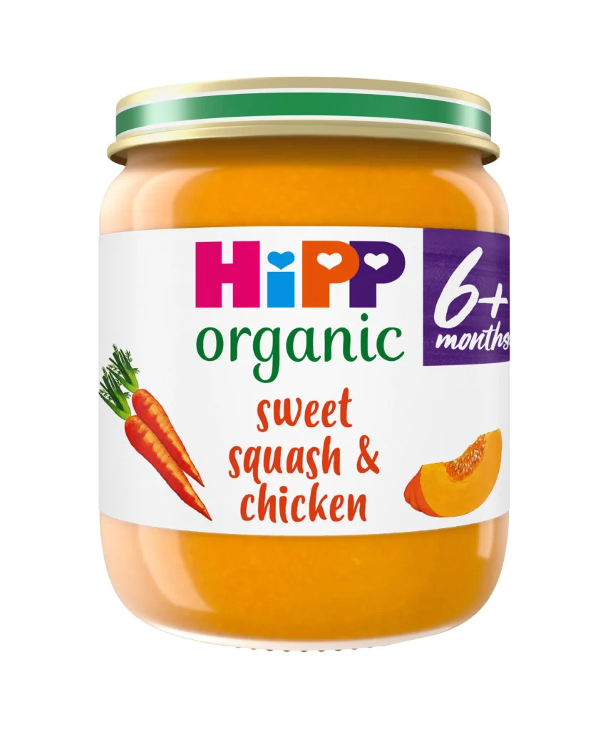 HiPP sweet squash & chicken orange Baby Food Packaging