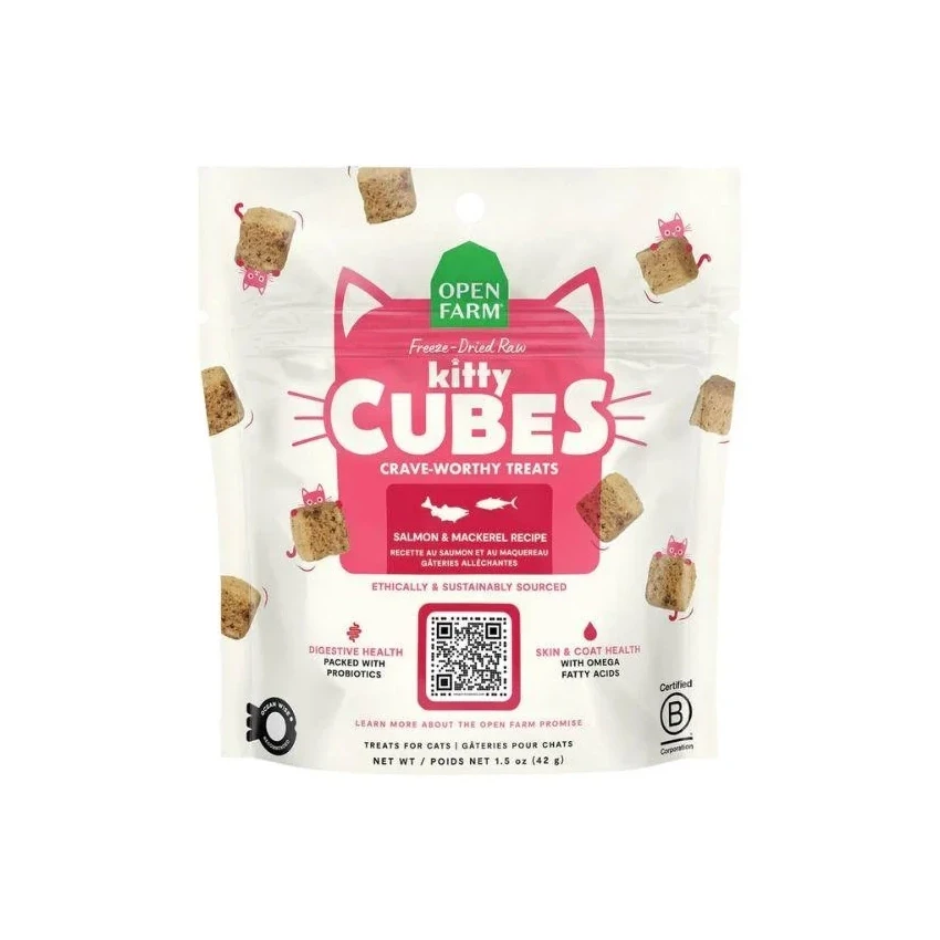 Open Farm Kitty Cubes Salmon Mackerel Cat Food Packaging
