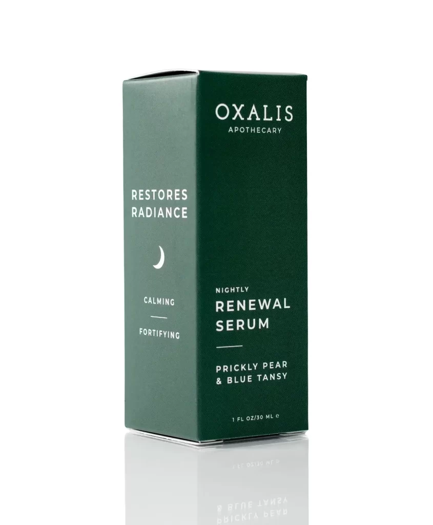 OXALIS Nightly Renewal Serum Green Bottle Packaging