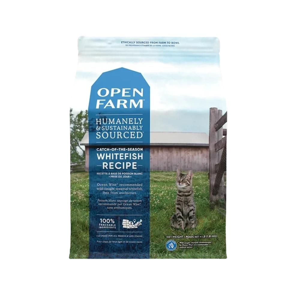 Open Farm Catch of the Season Whitefish Cat Food Packaging
