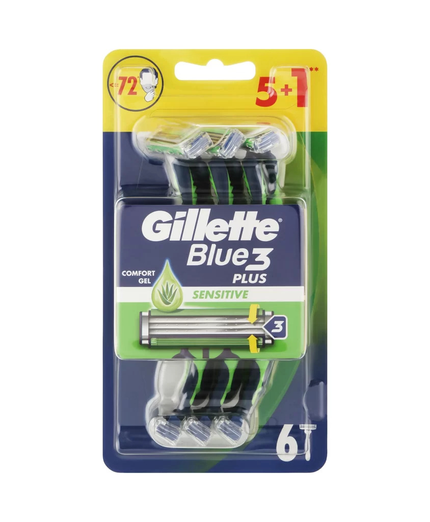 Gillette Blue3 Plus Sensitive Razor Packaging