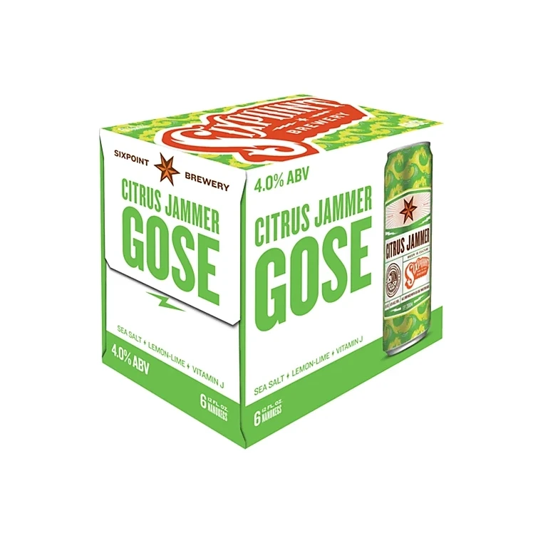 Sixpoint Brewery Citrus Jammer Gose green and white beer Packaging