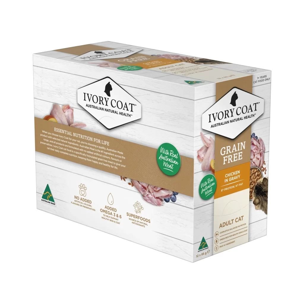 Ivory Coat Cat Food Packaging E