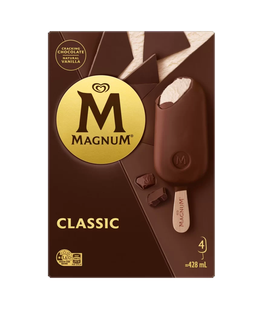 Magnum Classic Cracking Chocolate Vanilla Ice Cream Bar Packaging