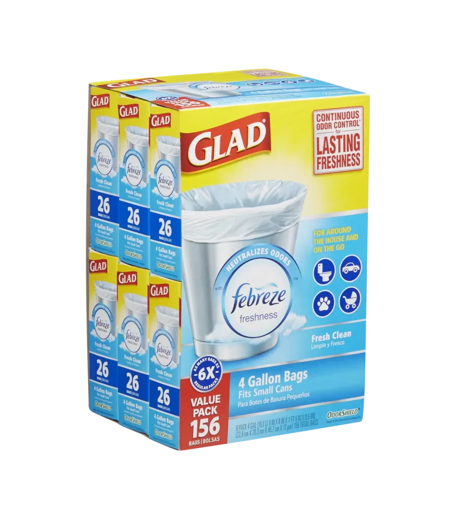 Glad Febreze Freshness Fresh Clean Trash Bag Packaging