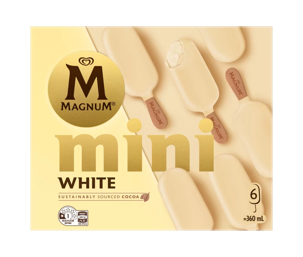 Magnum Mini White Chocolate Ice Cream Packaging