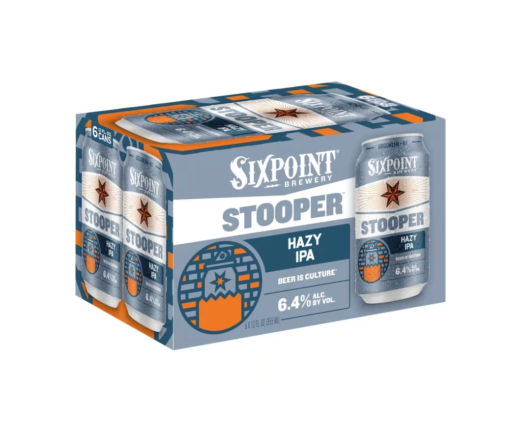 Sixpoint Brewery Stooper Hazy IPA Blue orange white Beer Packaging