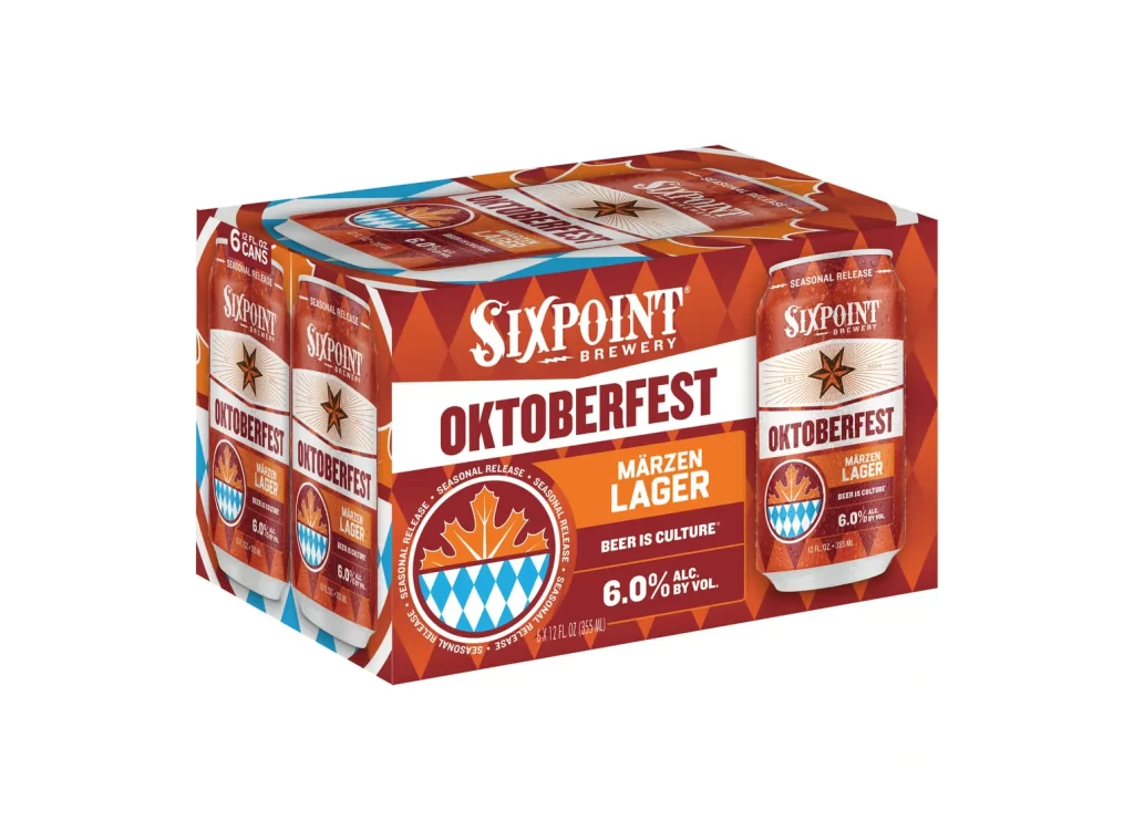 Sixpoint Brewery Oktoberfest Mrzen Lager orange and brown beer Packaging