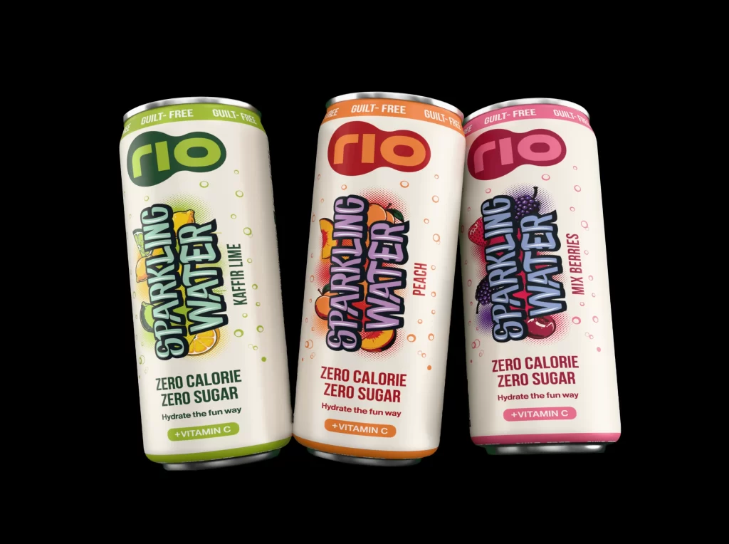 Rio Sparkling Water Can Kaffir Lime, Peach, Mix Berries