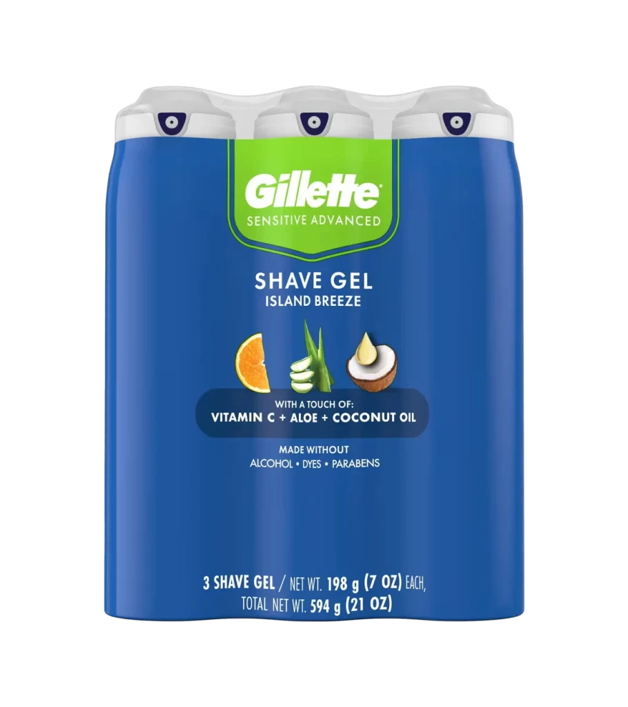 Gillette Sensitive Advanced Island Breeze Shave Gel Packaging
