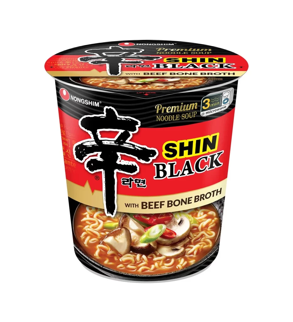 Nongshim Shin Black with Beef Bone Broth Red black and gold Premium Noodle Soup Pa…