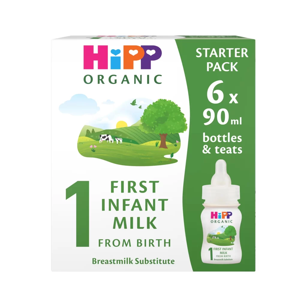 HiPP First Infant Milk From Birth Starter Pack White and green Baby Formula Packaging