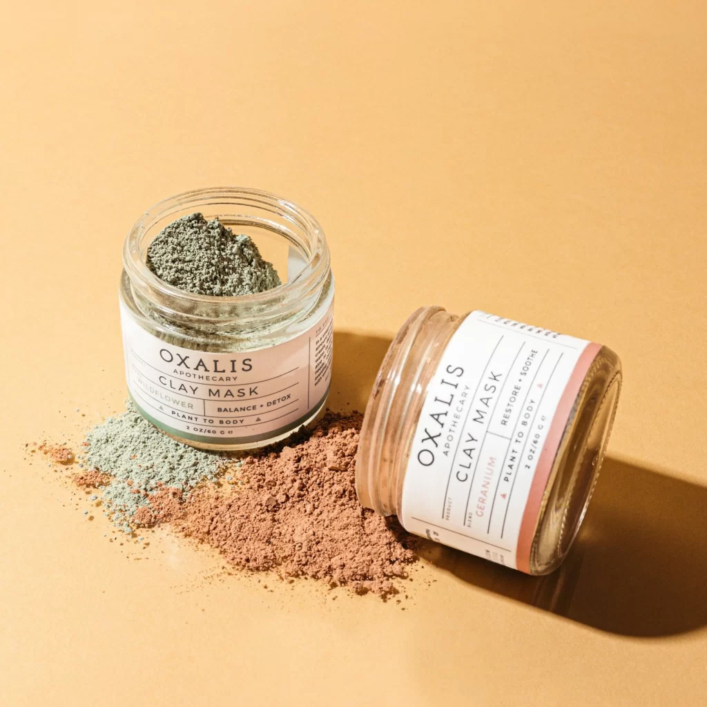 OXALIS Wildflower Ceranium Green Pink Clay Mask Packaging