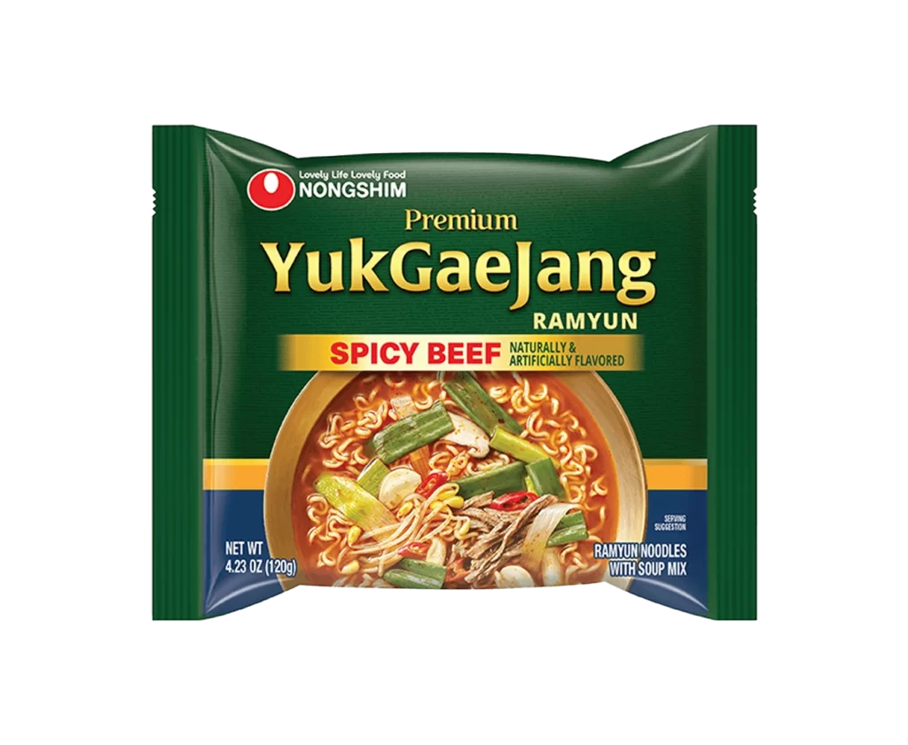 Nongshim Premium YukGaeJang Ramyun Spicy Beef green ramyun noodles Packaging