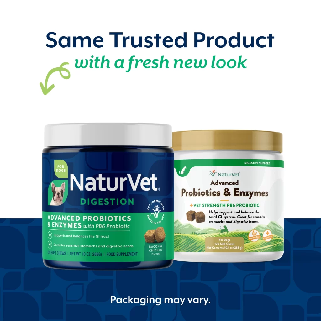 NaturVet Advanced Probiotics Enzymes Digestion Pet Supplement Packaging