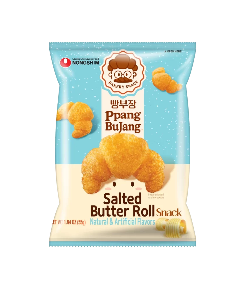 Nongshim Salted Butter Roll Snack blue and beige snack Packaging