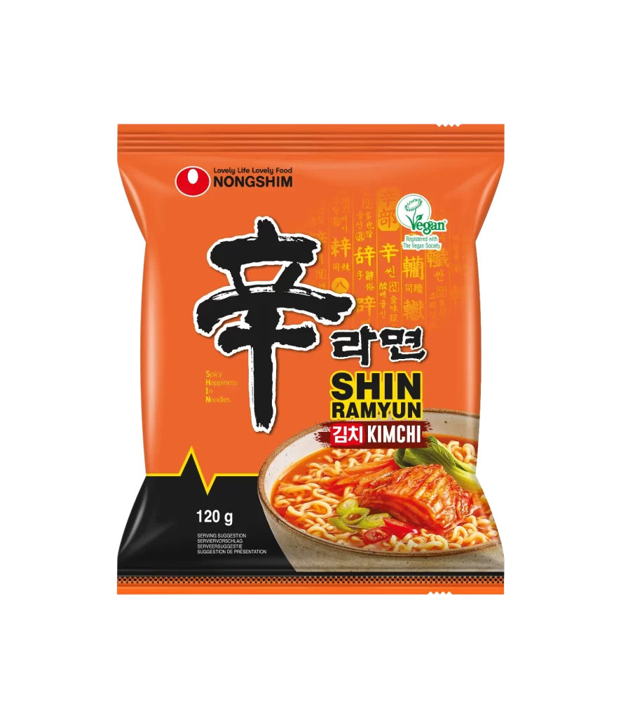 Nongshim SHIN RAMYUN Kimchi orange instant noodles Packaging