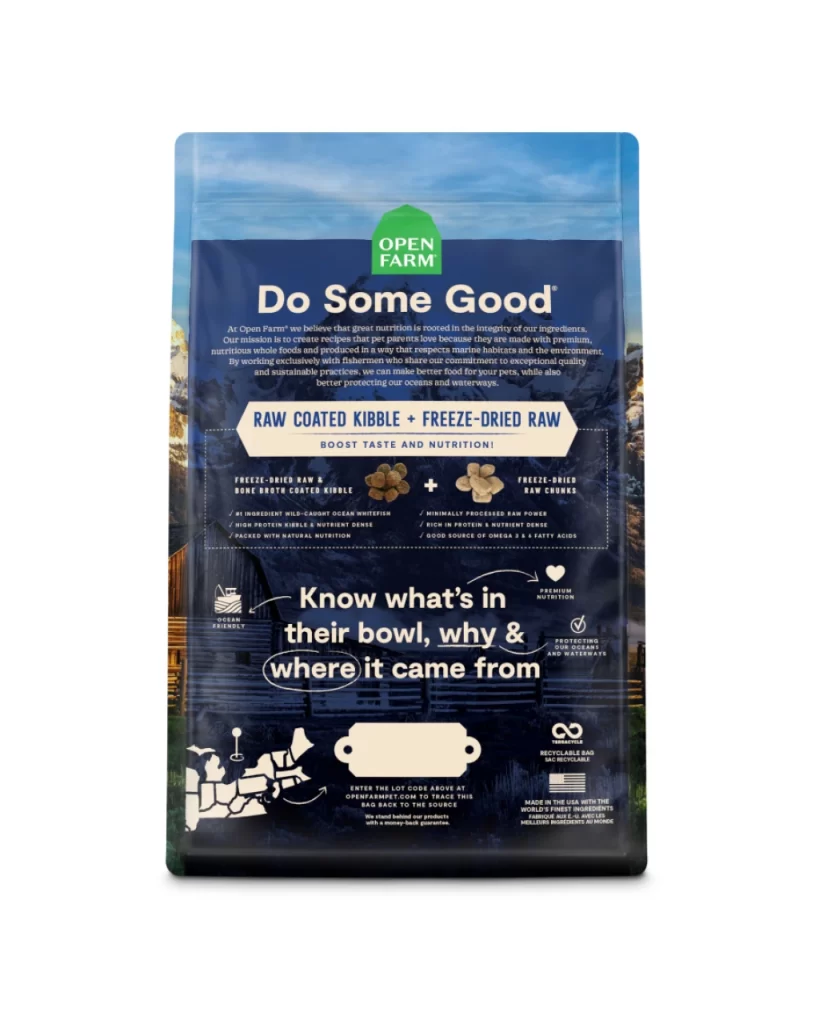 Open Farm Do Some Good Raw Coated Kibble Freeze-Dried Raw blue pet food Packaging