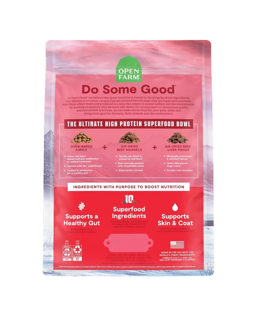 Open Farm Do Some Good The Ultimate High Protein Superfood Bowl red pet food Packa…