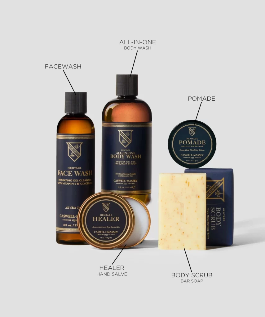 Caswell-Massey Skincare Packaging Blue