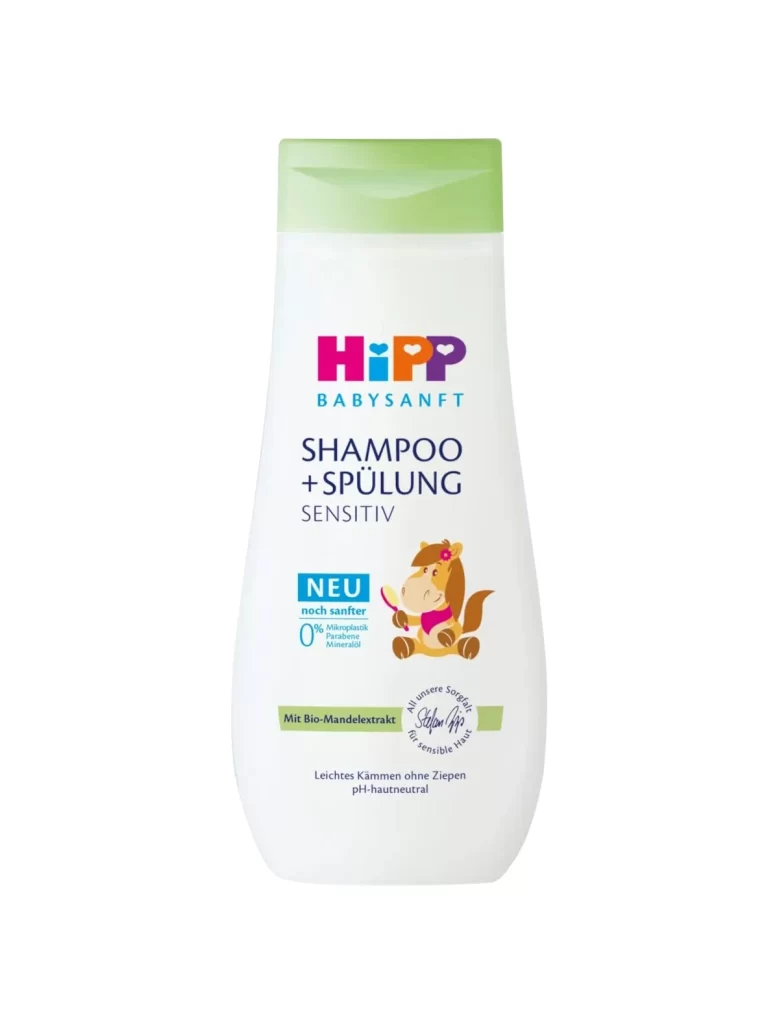 HiPP Sensitiv White with green cap Baby Shampoo Conditioner Packaging