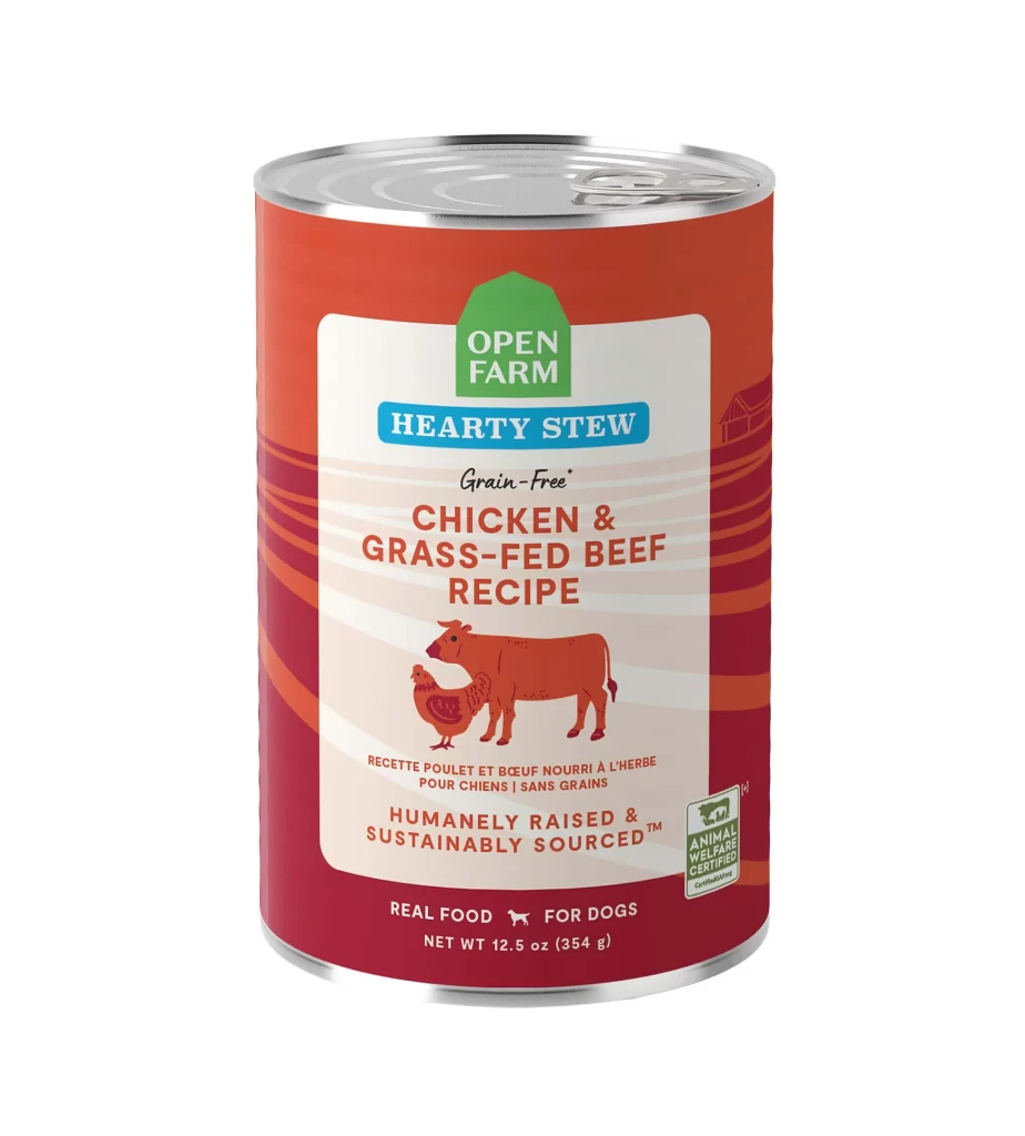 Open Farm Hearty Stew Chicken & Grass-Fed Beef Recipe red dog food Packaging