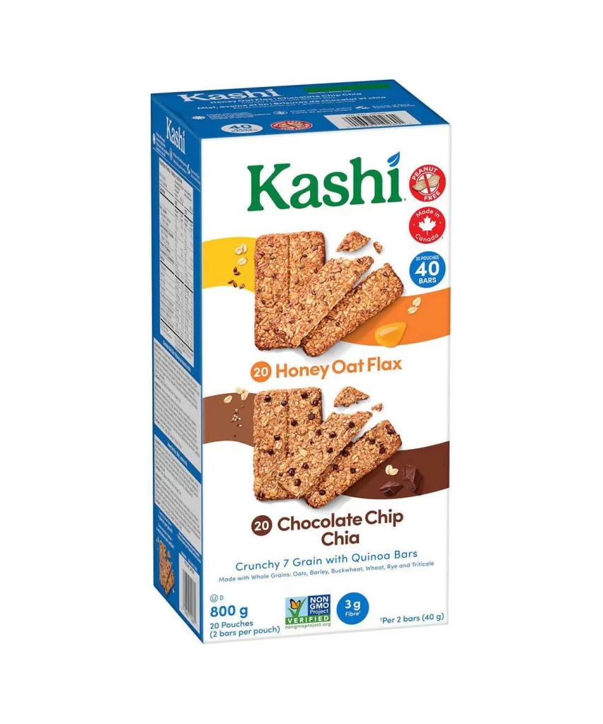 Kashi Crunchy 7 Grain with Quinoa Bars Honey Oat Flax and Chocolate Chip Chia