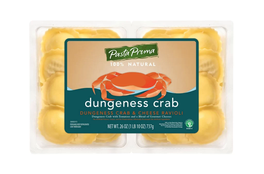 Pasta Prima Dungeness Crab & Cheese Ravioli yellow ravioli Packaging