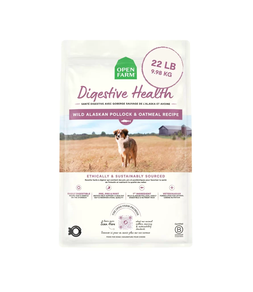 Open Farm Wild Alaskan Pollock & Oatmeal Recipe white dog food Packaging