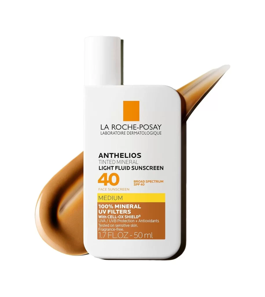 La Roche-Posay Anthelios Tinted Mineral Light Fluid Sunscreen Medium, SPF 40,…
