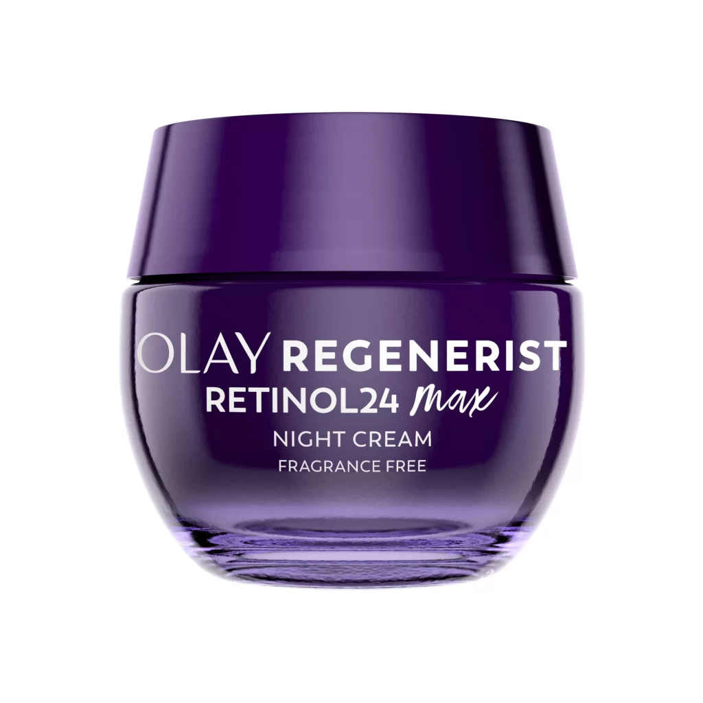 Olay REGENERIST RETINOL24 Max Fragrance Free Skincare Packaging