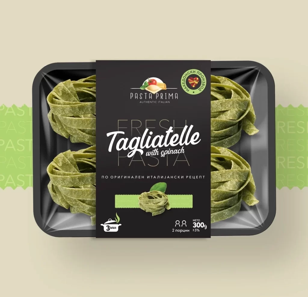Pasta Prima Tagliatelle with spinach green fresh pasta Packaging