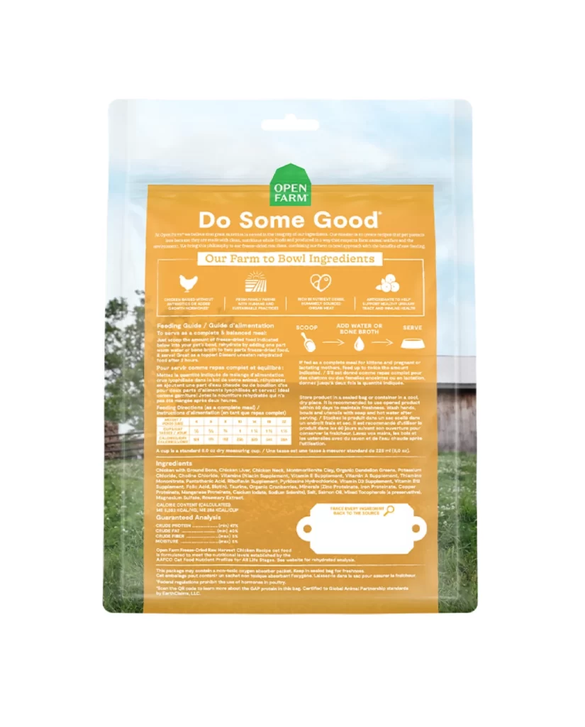 Open Farm Do Some Good orange cat food Packaging