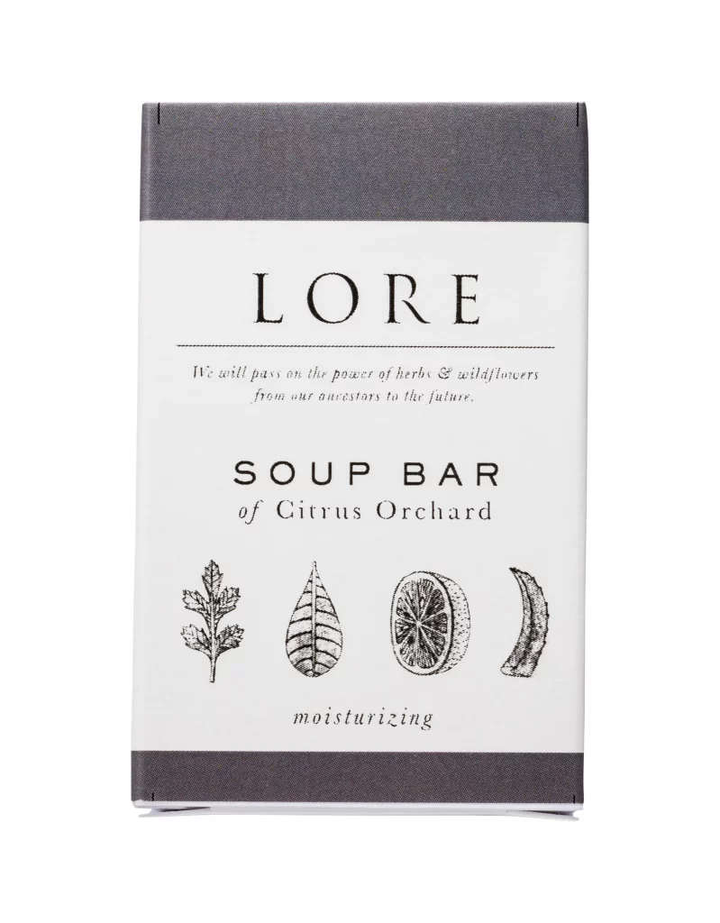 LORE Soup Bar of Citrus Orchard Soap Packaging