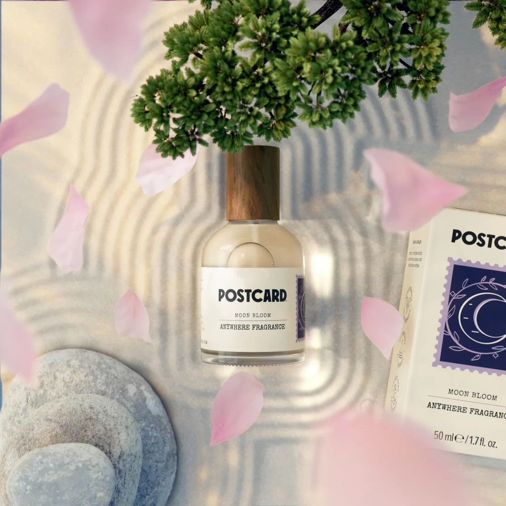 A Postcard From A Life Less Cluttered Anywhere Fragrance Packaging Green