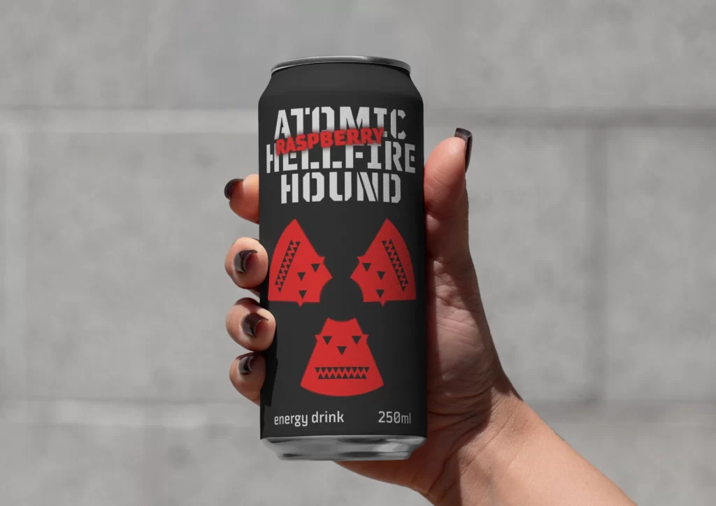 Atomic Hellfire Hound Energy Drink Can Raspberry