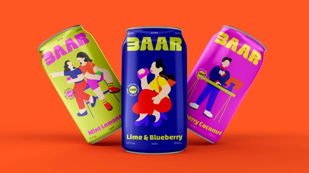 Baar Soda Soda Can Mint Lemonade, Lime & Blueberry, Berry Coconut