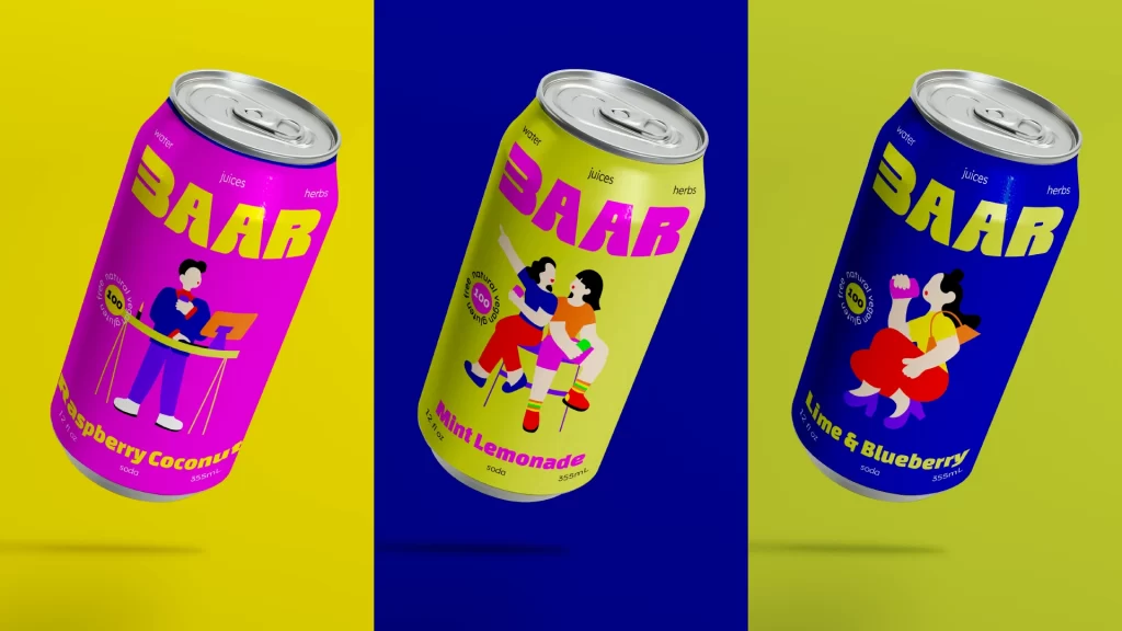 Baar Soda Soda Can Raspberry Coconut, Mint Lemonade, Lime & Blueberry
