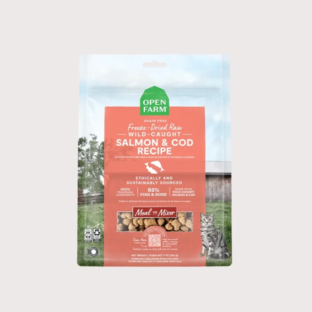 Open Farm Freeze Dried Salmon Cod Cat Food Packaging