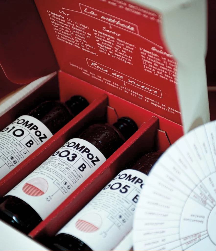 Compoz Beer Bottle Numbered variants (e.g., 003 B, 005 B) indicating different beer types or batches