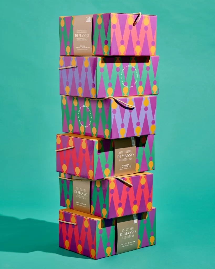 Di Masso Easter Cake Packaging Different Easter cake types (e.g., ‘Colomba Classica’, ‘Colomba al Cioccolato’, ‘Uovo di Pasqua’)