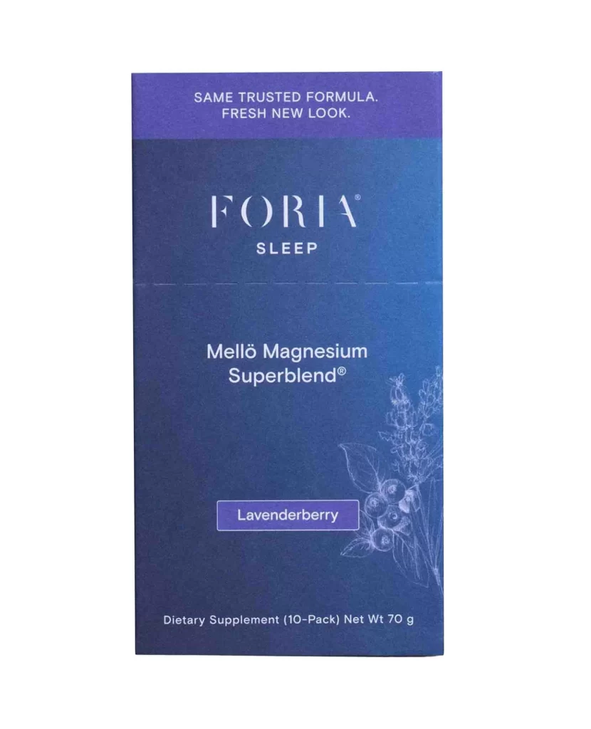 Foria Mello Magnesium Superblend Lavenderberr Wellness Supplement Packaging