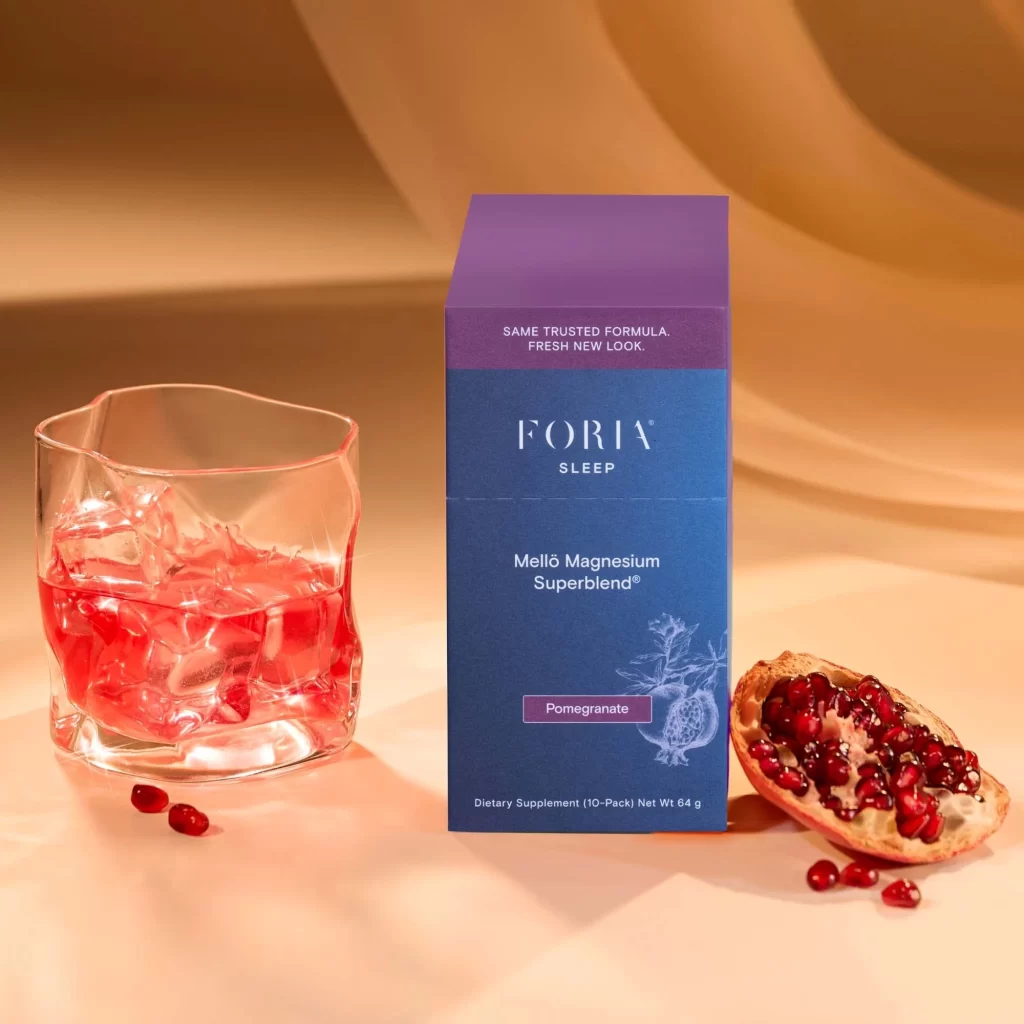 Foria Mello Magnesium Superblend Pomegranate Wellness Supplement Image 02 Packaging