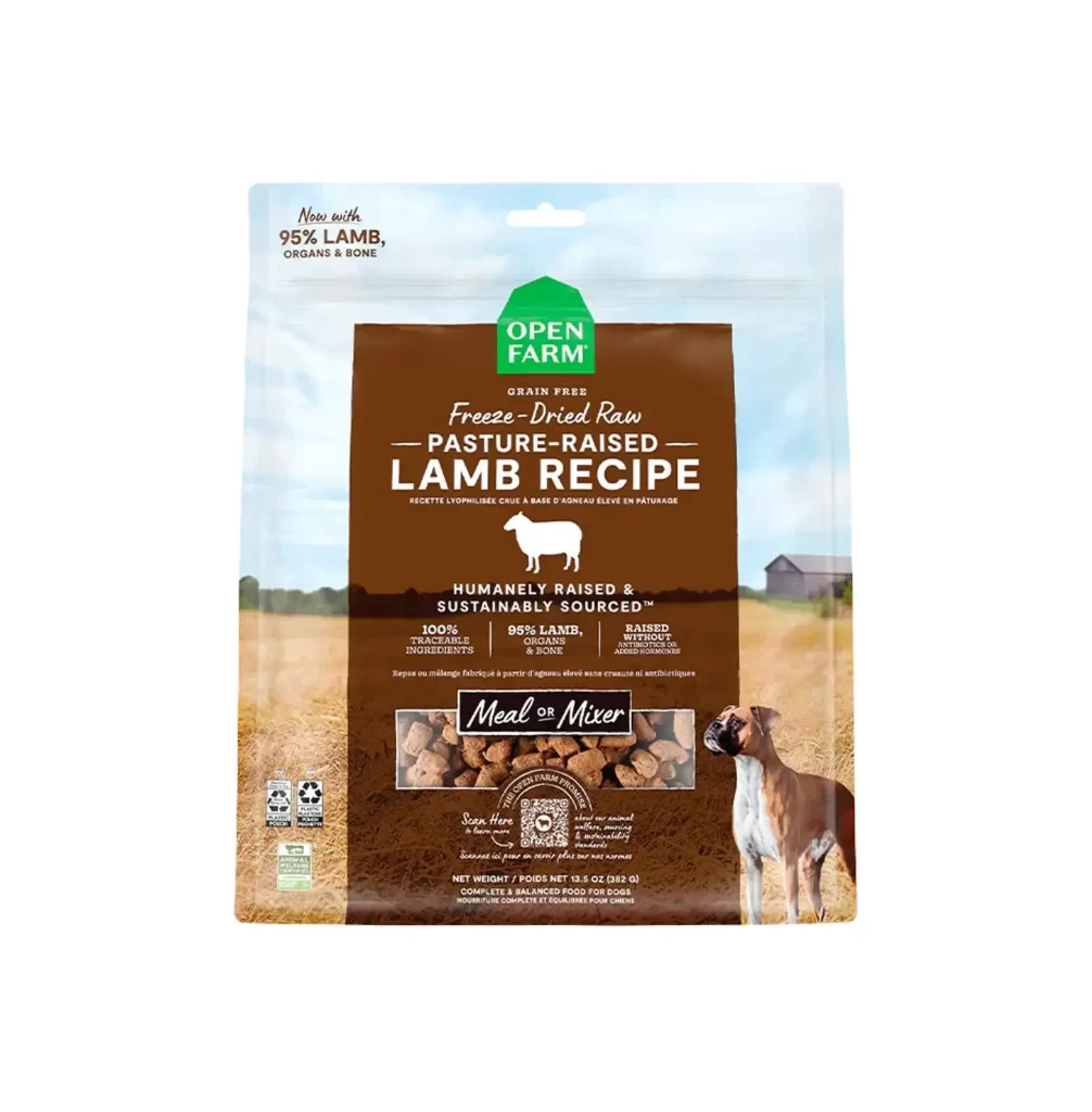 Open Farm Freeze-Dried Raw Lamb Recipe Freeze-Dried Dog Food Packaging