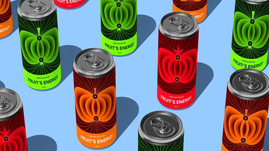 Fruits Energy Energy Drink Can Flavor (Apple, Grape, Peach) / Color (Green, Red, Orange)