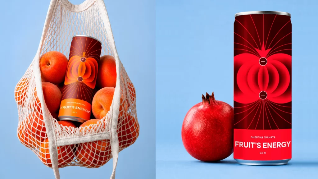 Fruits Energy Energy Drink Can Peach and Pomegranate flavors